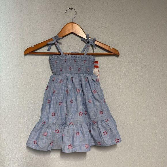 CAT & JACK 4th Of July Chambray Stars Dress *NEW* - Picture 8 of 9